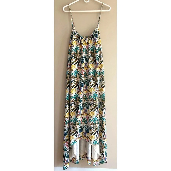 Bishop & Young Small Tropical Leaves Floral Maxi Dress Resortwear Hi-Lo Anthro - Picture 3 of 13